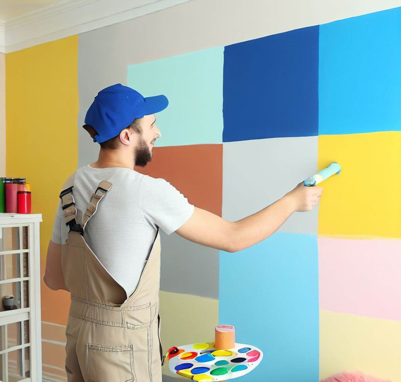 Probando varios colores para las paredes en habitación infantil